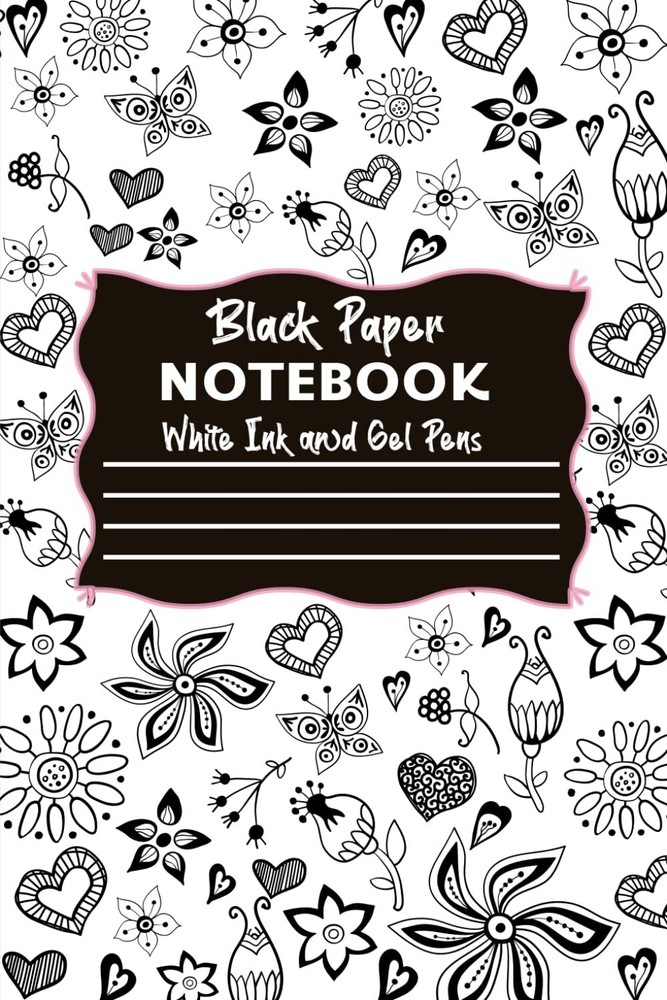 Black Paper Notebook for White Gel Pens by KATY AMI - Sketching Journal with Dark Pages