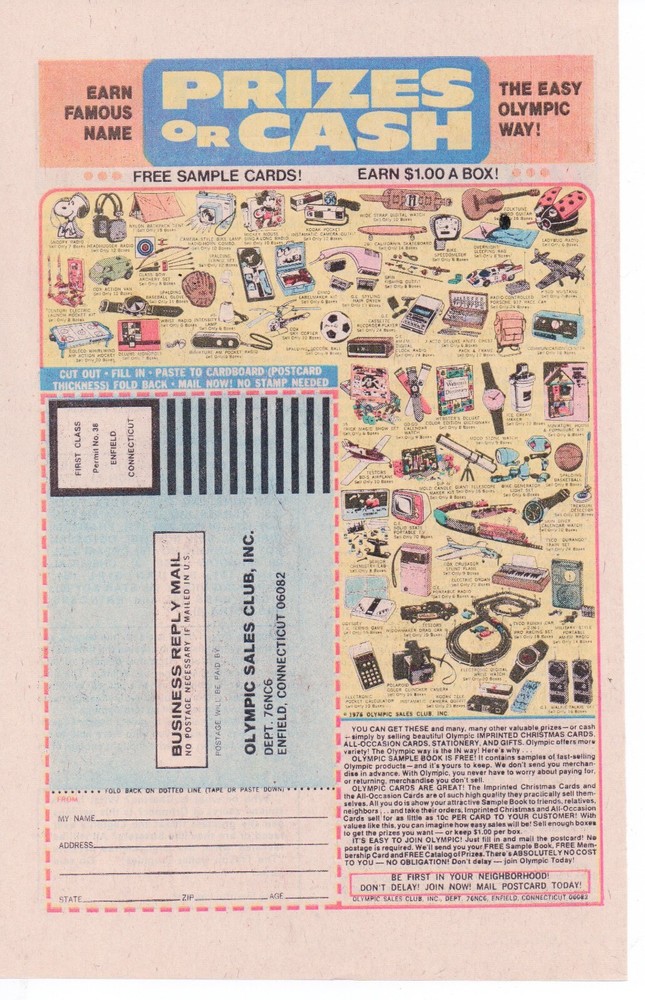 1976 OLYMPIC SALES CLUB PRINT AD - EARN FAMOUS NAME PRIZES OR CASH EASY AD ART-image