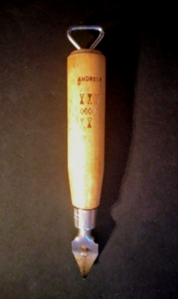 Vintage Androck Can Punch / Bottle Opener Wooden Handle  8