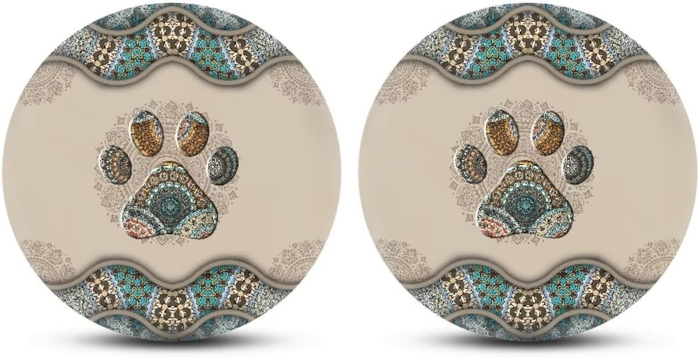 Western Paw Car Coasters for Drinks Set of 2, Durable Mat Absorbent Car Cup Hold