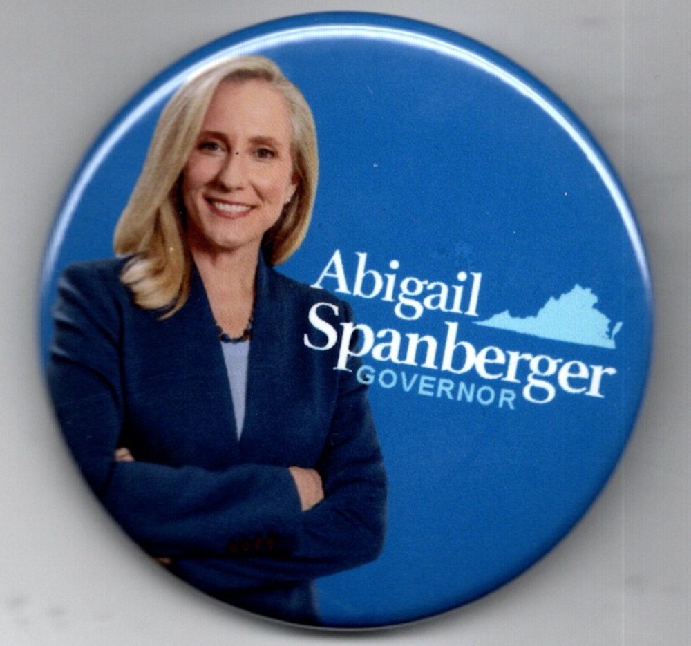 Abigail Spanberger Governor Virginia 2025 Political Campaign Pinback Button Pic-image