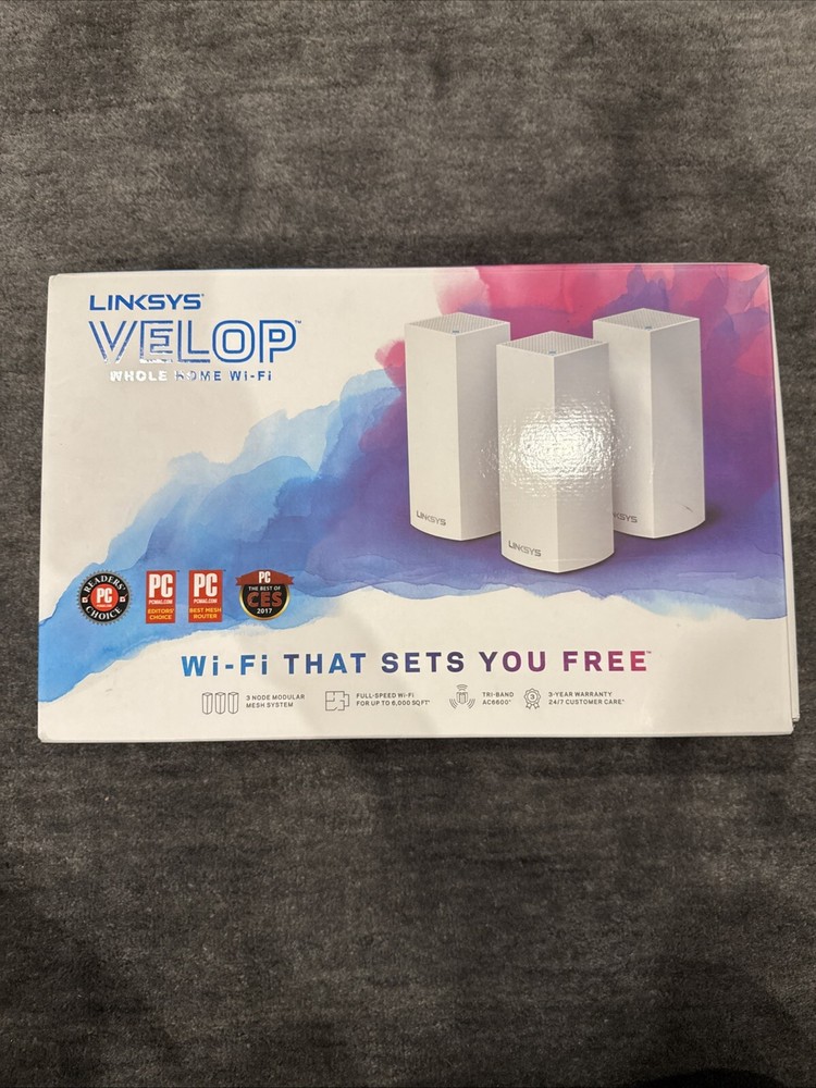 Linksys Velop AC6600 Whole Home Mesh Wi-Fi System -(3-Pack) 6000 SQFT (WHW0303)