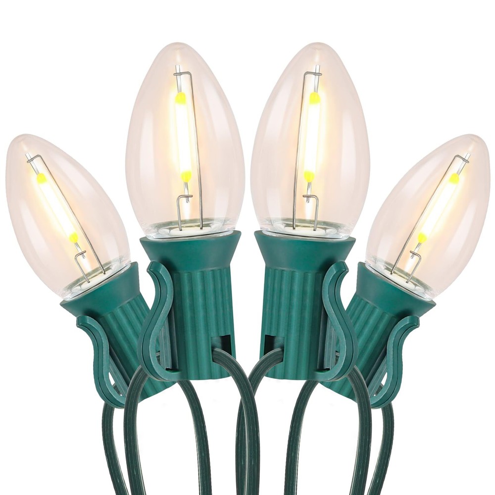 100FT C7 Christmas Lights Outdoor, Vintage Christmas String Lights with 66+1 ...