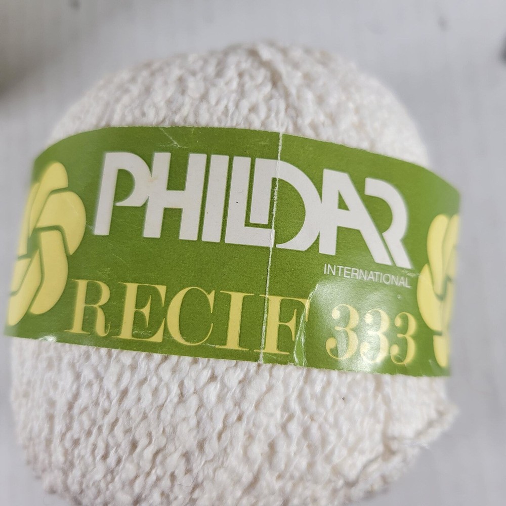 Vintage Phildar Recif 333 100% Cotton Boucle Yarn 4 Skeins Blanc