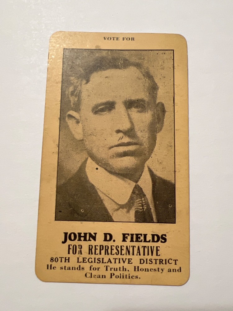 Political Card House of Representative John D. Fields Leighton, Kentucky