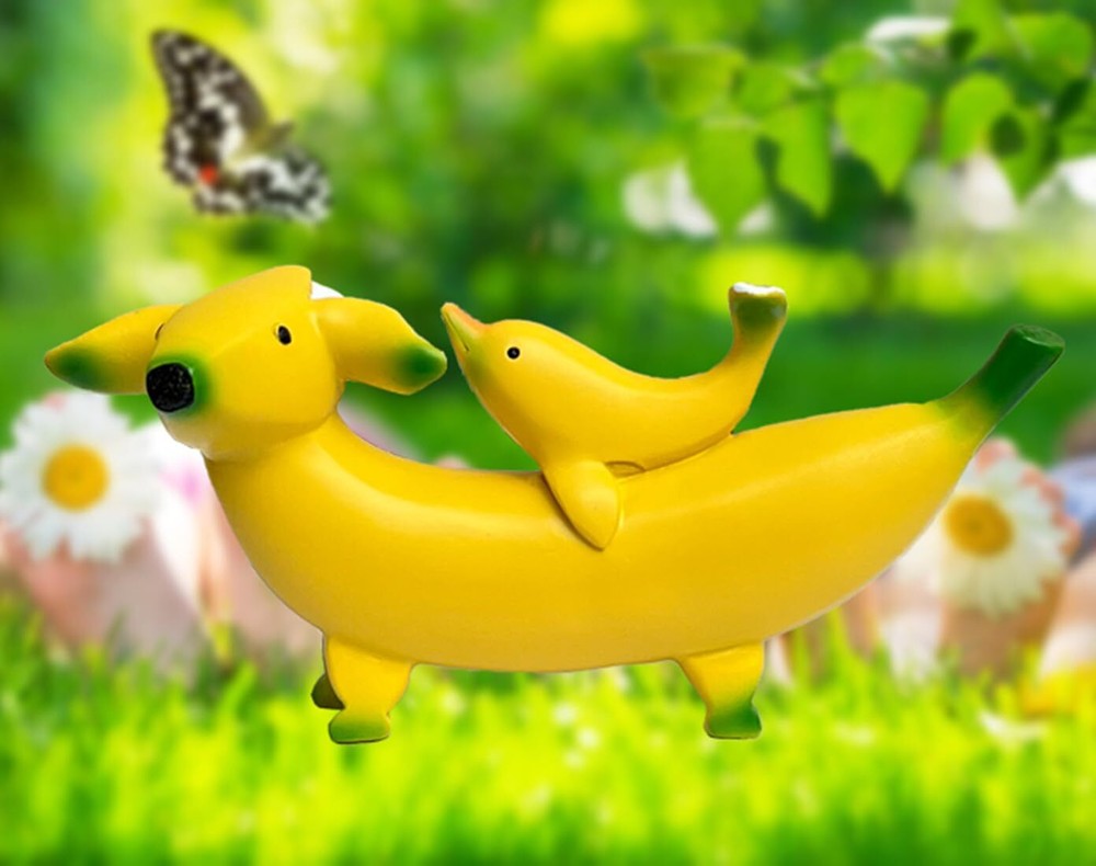 Banana Dolphin Statue: Whimsical Resin Decor for Home, Garden, or Office (1 PC)
