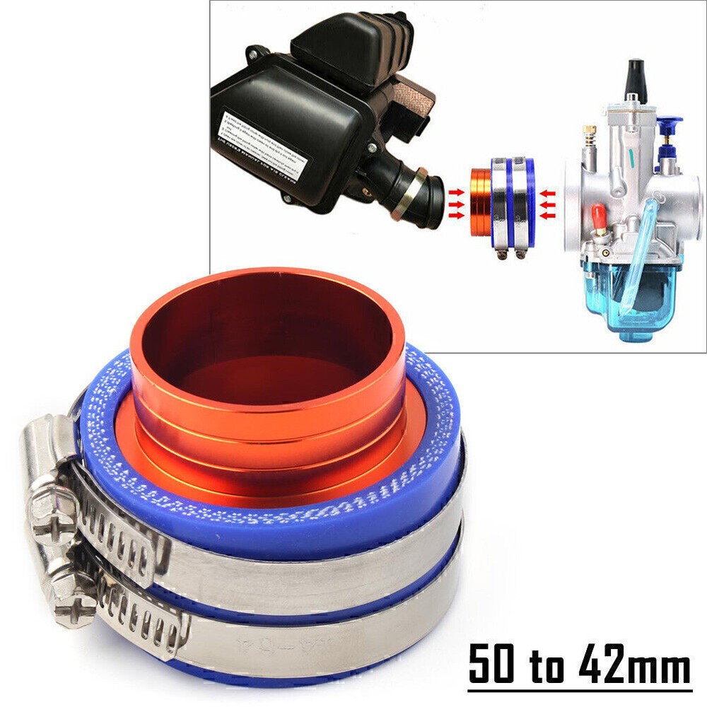 42mm to 50mm PWK PE Carburetor Intake Manifold Adapter with Clamps