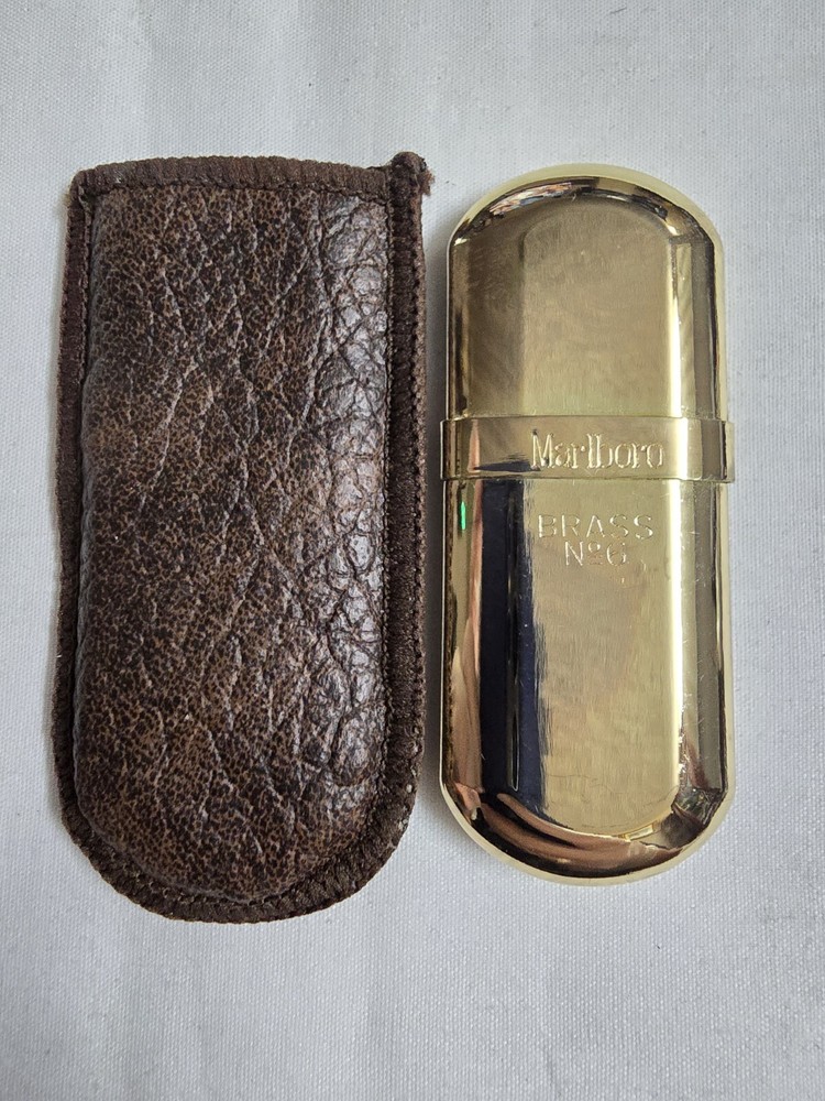 Vintage Marlboro No. 6 Brass Lighter. NEAR MINT UNUSED. RARE