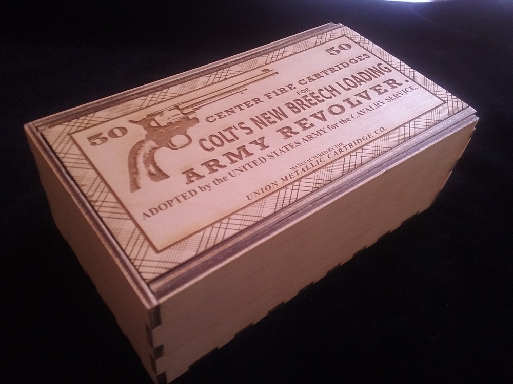 Handmade Vintage Style Sliding Lid cartridge Box-Colt Peacemaker