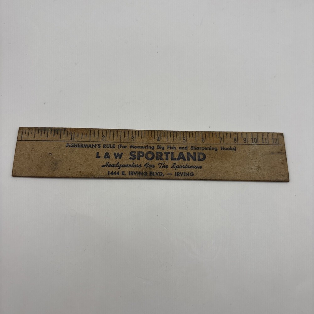Vintage 1942 Fisherman's Inches, 6 inch Ruler L & W SPORTLAND