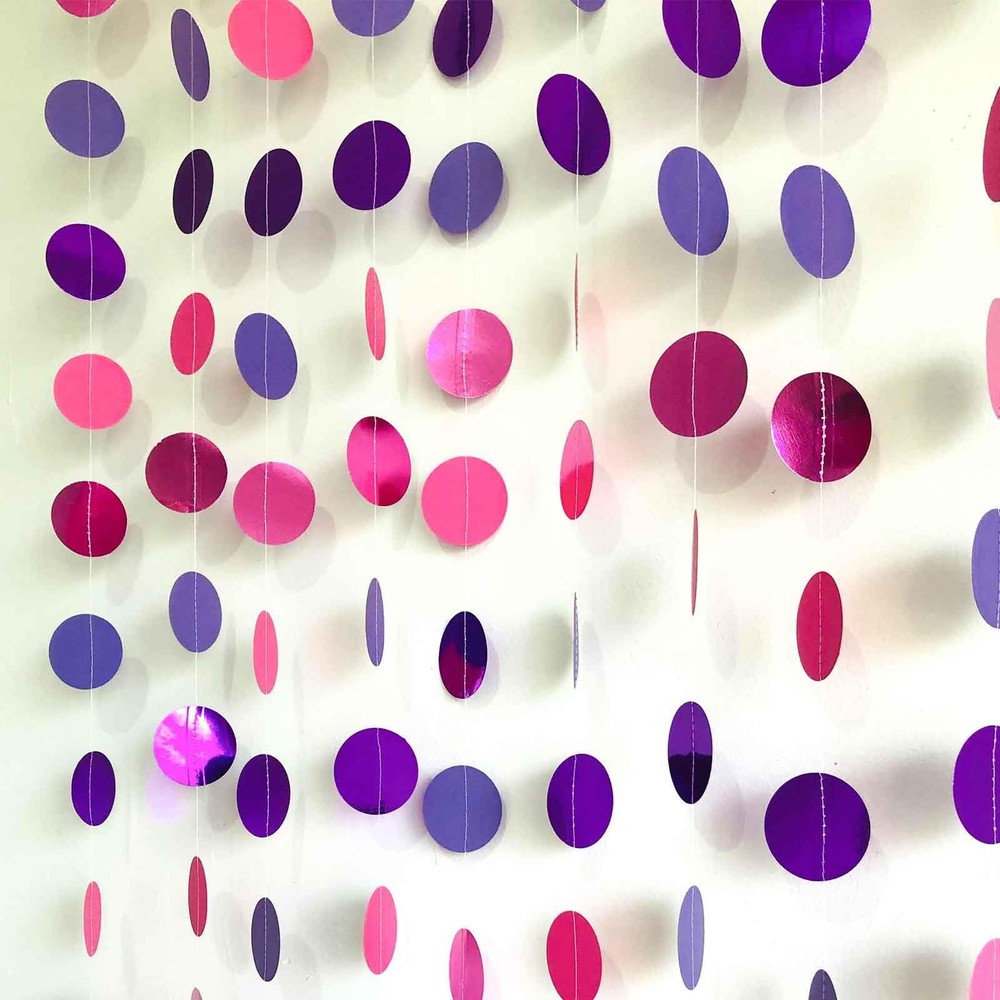 We Moment 52 Feet Glitter Pink Purple Circle Dots Garlands Party Decorations ...