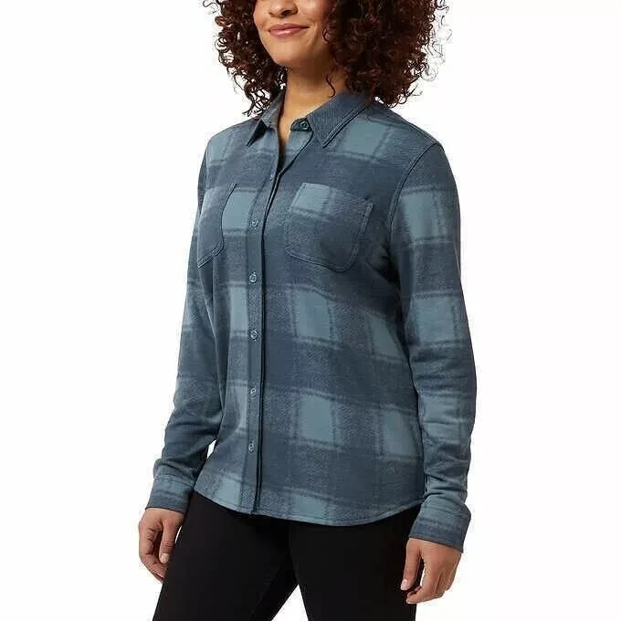 32 Degrees Heat Women's Size XL Goblin Blue Cozy Knit Button Up Shirt NWT