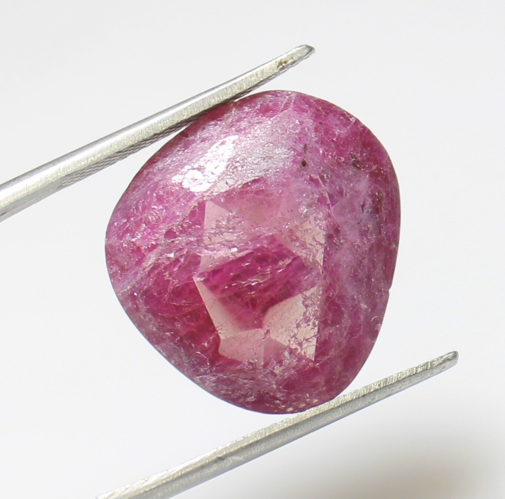 Natural Pink Ruby Rose Cut Loose Gemstone 19x17x3mm Fancy Faceted Shape