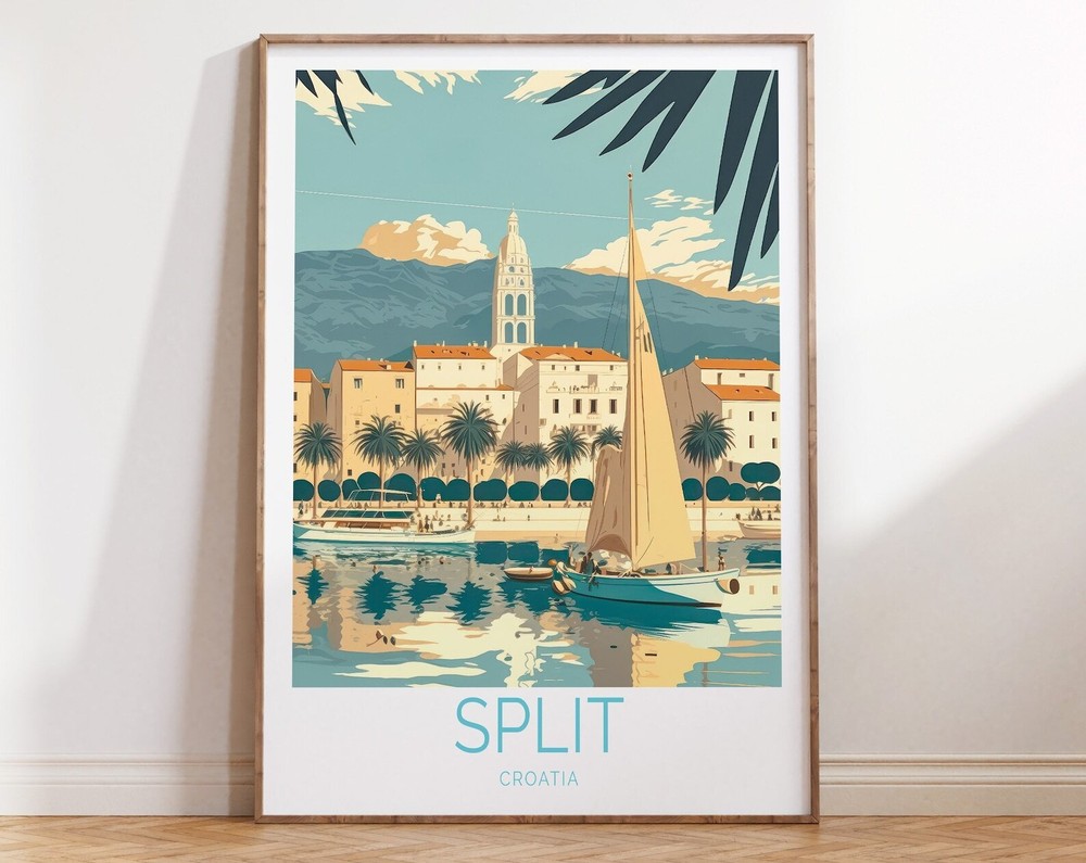 Coastal Croatia Travel Poster - Split and Dubrovnik Scenic Art  