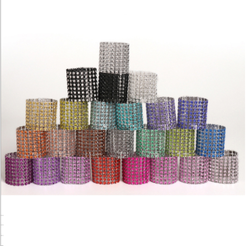50pcs Rhinestone Napkin Ring Diamond Mesh Wrap Chair Sash Wedding Party Decor