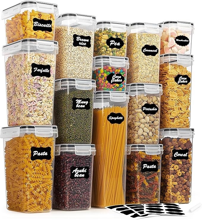 15-Piece Airtight Food Storage Container Set with Lids & Labels