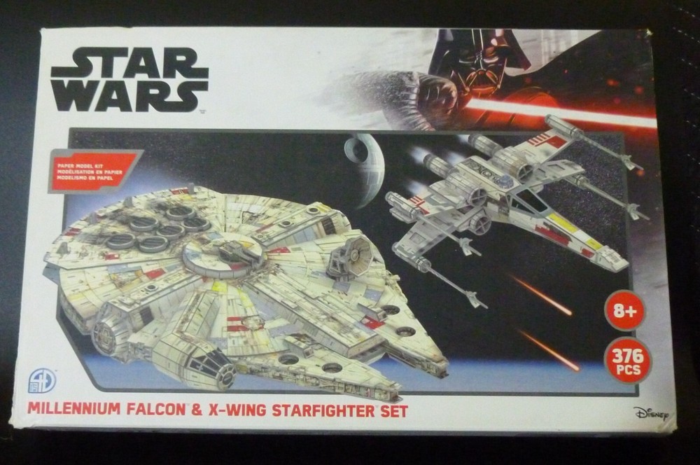 Disney Star Wars Millennium Falcon & X-Wing Starfighter Paper Model Kit ~Read Ad