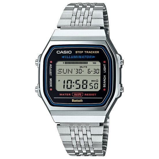 Men's ABL-100WE-1AJF Digital Vintage Silver Octagon Step Watch from Japan Free Shipping-image