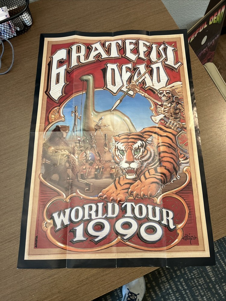 Vintage 1990 Grateful Dead Without A Net World Tour Concert Poster-image