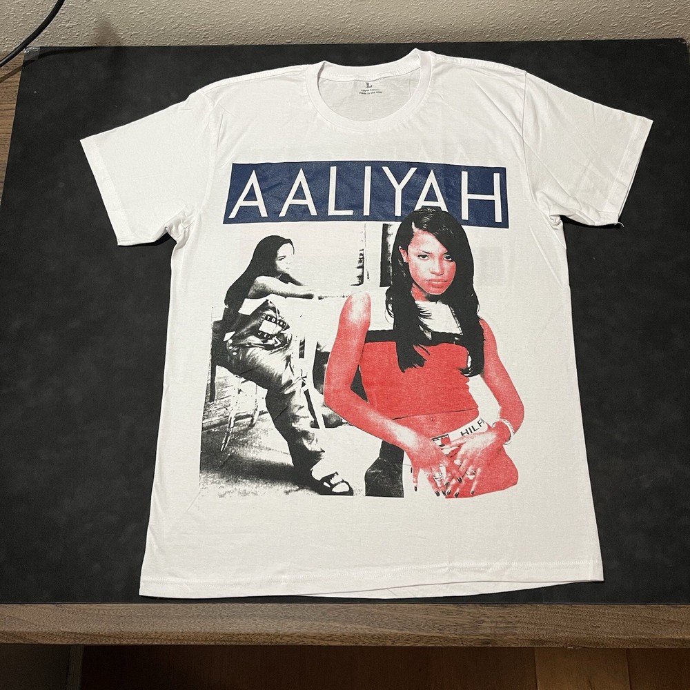 Aaliyah Tommy Jeans Try Again Rap Tee Vintage 90s USA Made NOS-image