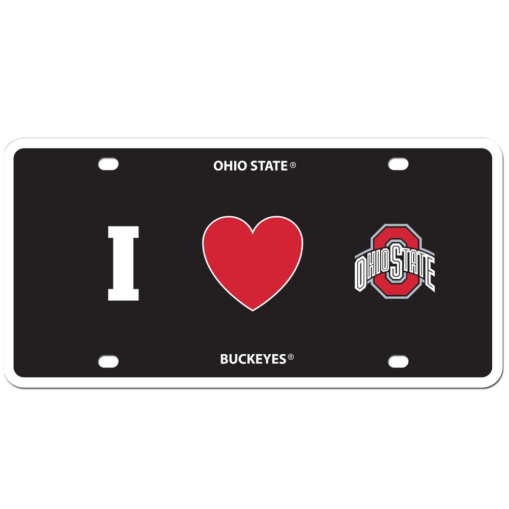 i love ohio state buckeyes college football styrene car tag license plate