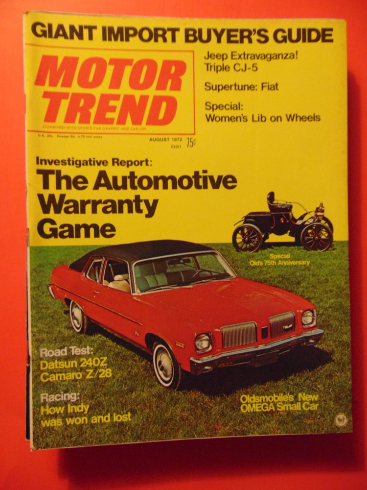 MOTOR TREND MAGAZINE August 1972 Road Test Camaro Z/28