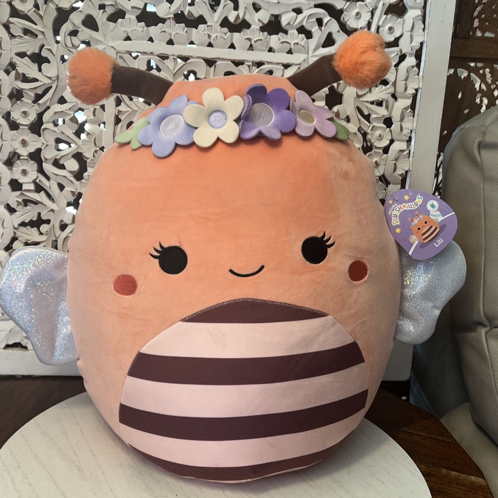 Malvavisco Pascua 2025 16 pulgadas Lili la abeja con corona de flores primero en comercializar-image