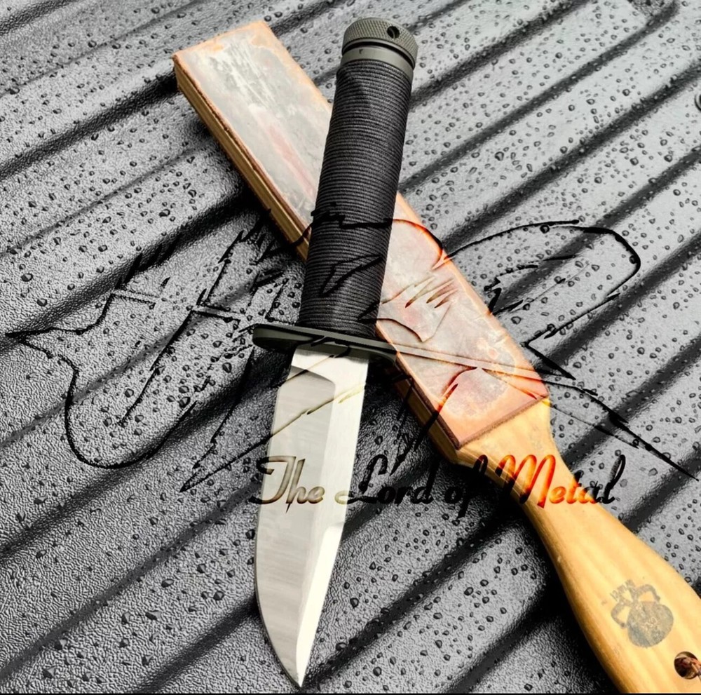 UBR CUSTOM HANDMADE D2 TOOL STEEL HUNTING BOWIE KNIFE WITH LEATHER SHEATH