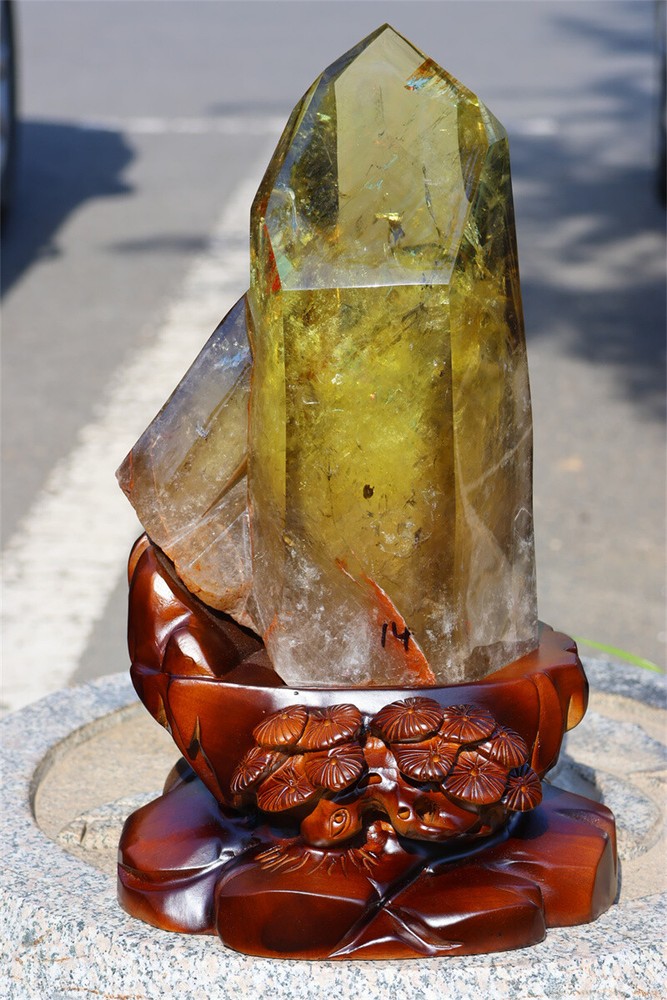 Natural 28.16LB Citrine Quartz Obelisk Reiki Crystal Wand Point Specimen