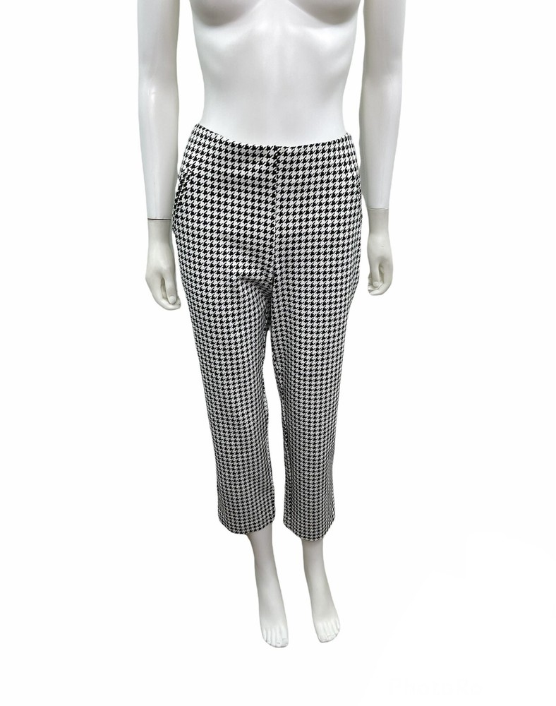 Chicos Women’s Size Elastic Waist Juliet Houndstooth Ankle Pants