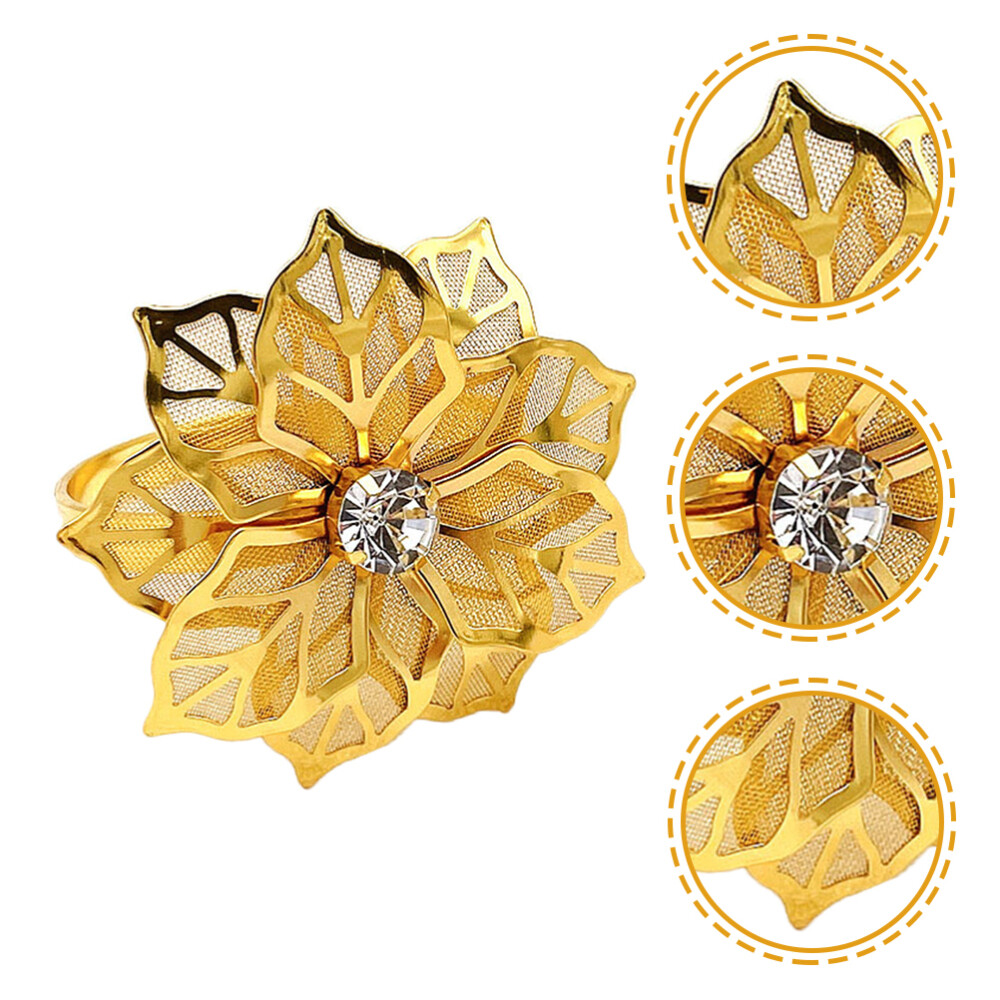 6pcs Golden Beautiful Graceful Floral Serviette Buckles Festival Napkin Rings