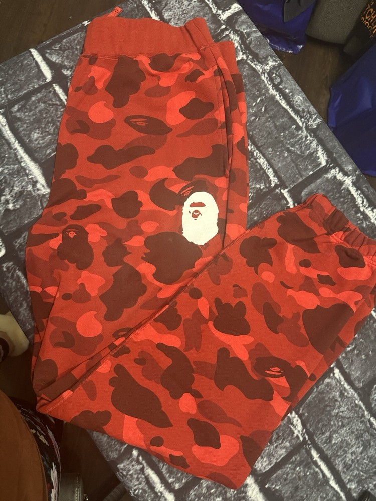 Bathing Ape Red Color Camo Sweatpants