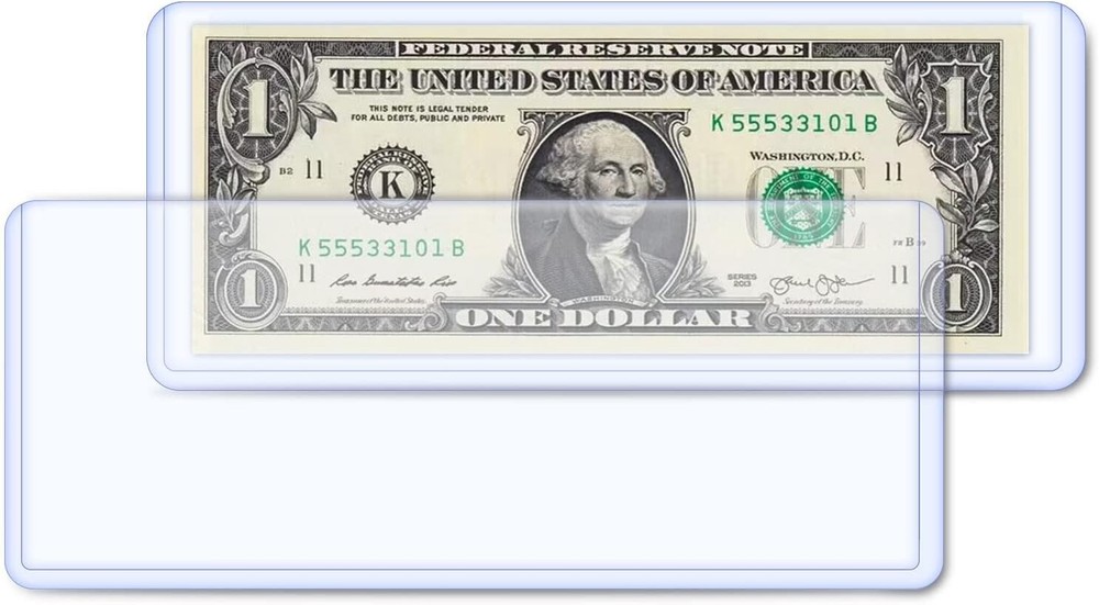 25 Pack Hard Plastic Clear Money Holder Bill Money Top-Load Sleeves Display Sear