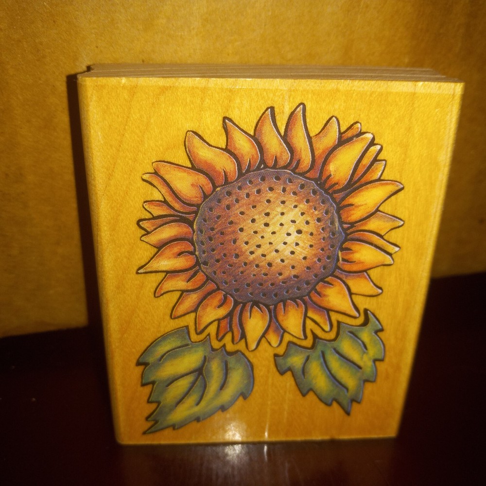 Sunflower Flower Design Stampede 770F Wooden Rubber Stamp