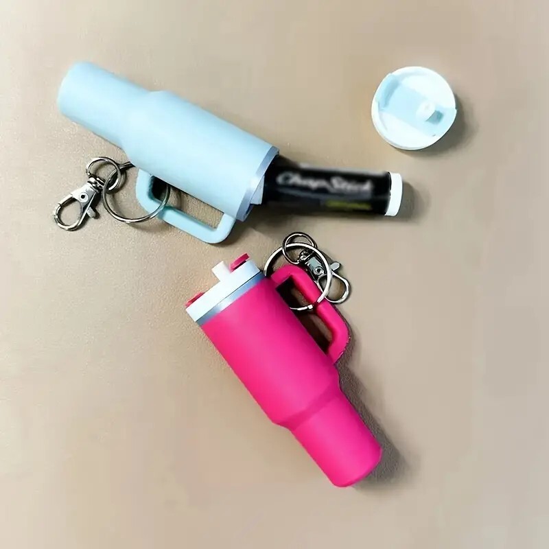 Mini Tumbler Keychain For Stanley Tumbler Accessories, Hot Pink Schoolbag Clipon