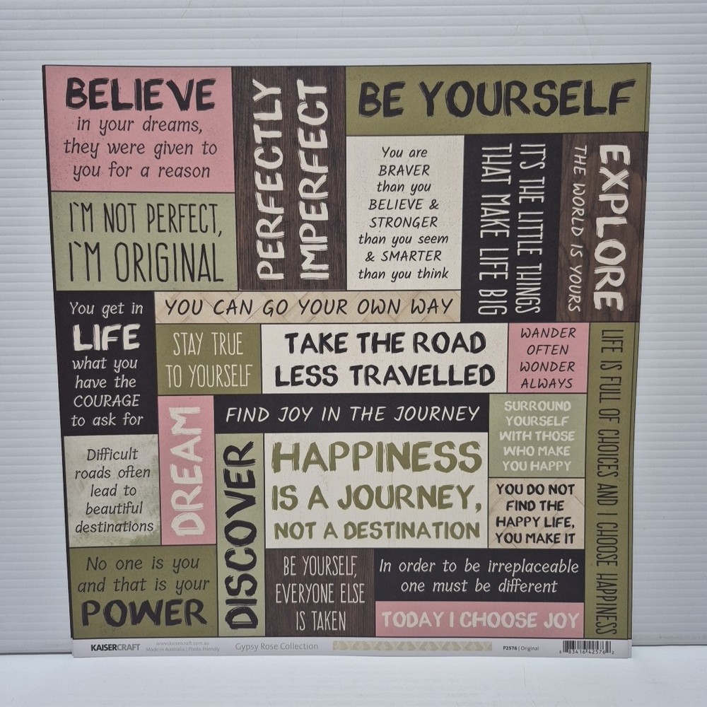 Kaisercraft Gypsy Rose 12x12 Scrapbook Paper Original Design