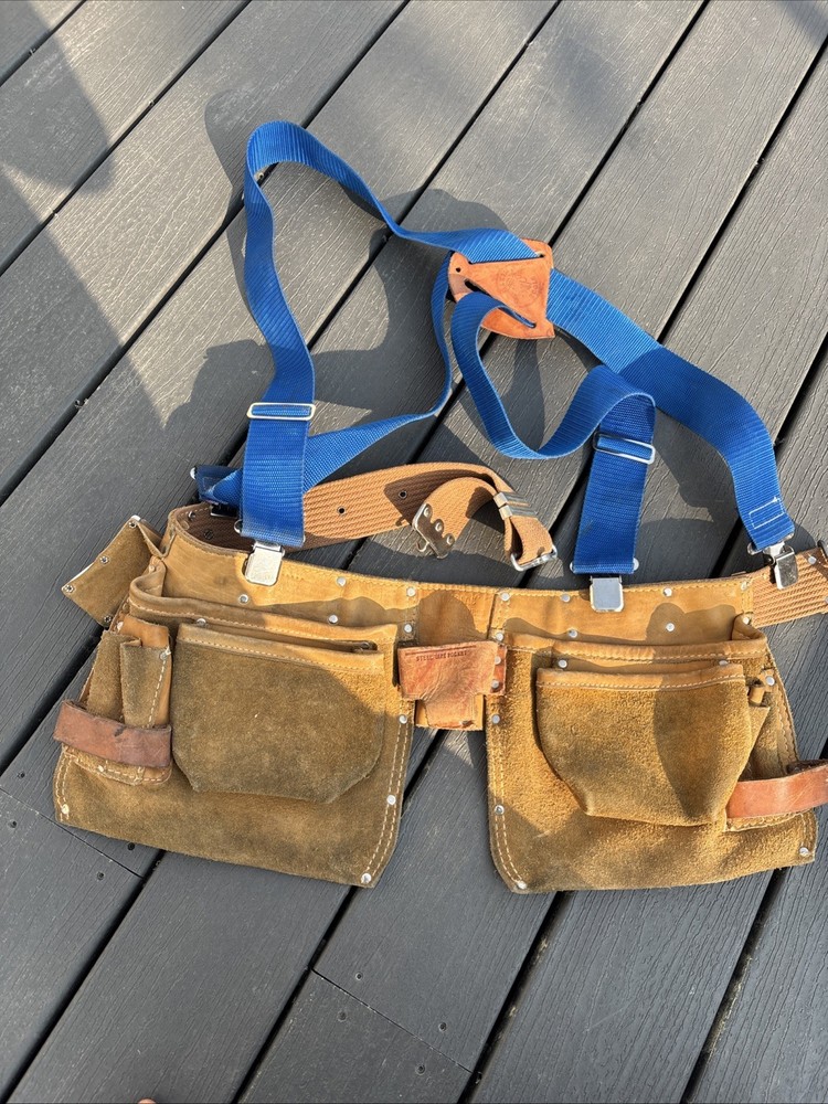 Vintage McGuire Nicholas No 427 Leather Carpenter Tool Belt with Klein Suspension
