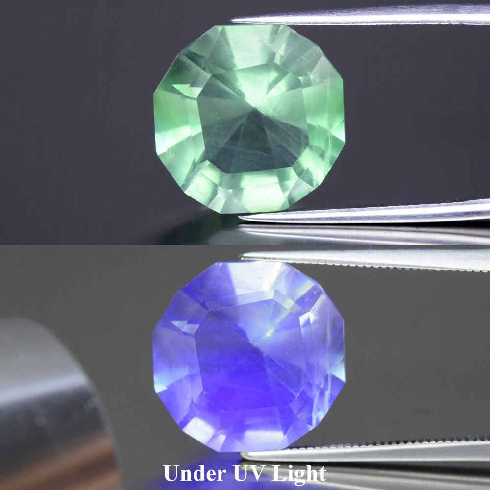 15.89ct Natural Green Fluorite Gemstone with UV Color Change Effect