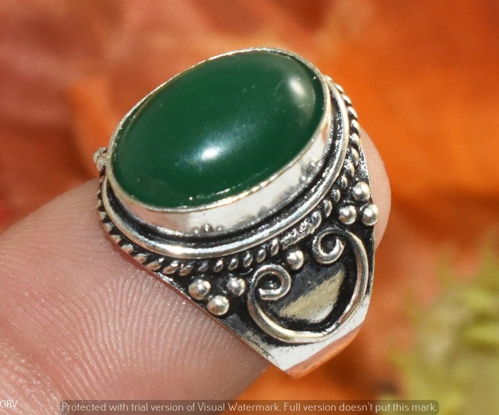Green Onyx Gemstone Turkish Style Ring Us Size 6.5