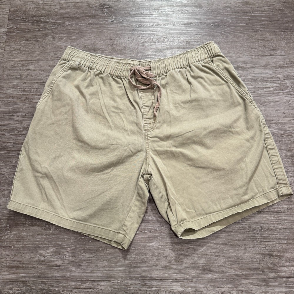 Katin Shorts Mens XL Beige Elastic Waist Cotton Surf Drawstring Stretch 7.5