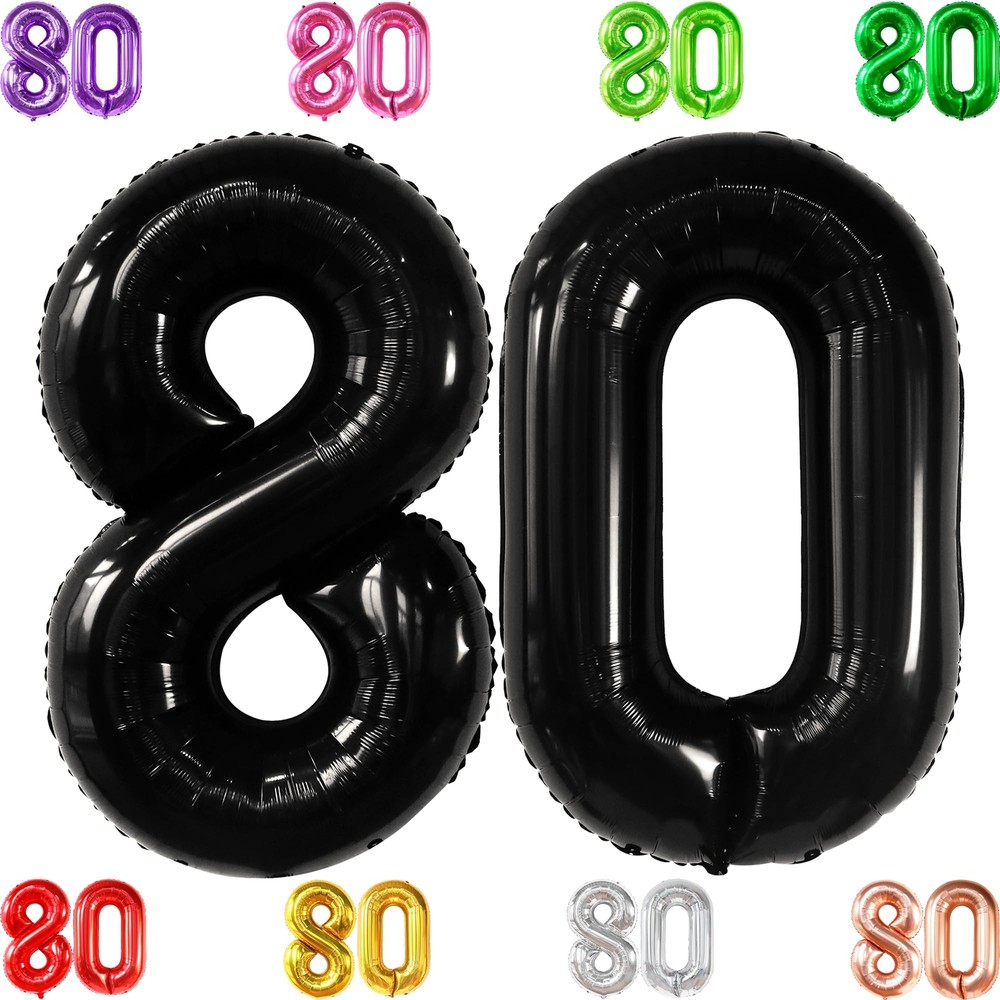 KatchOn Giant Black 80 Balloon Numbers - 40 Inch | Happy 80th Birthday Decora...
