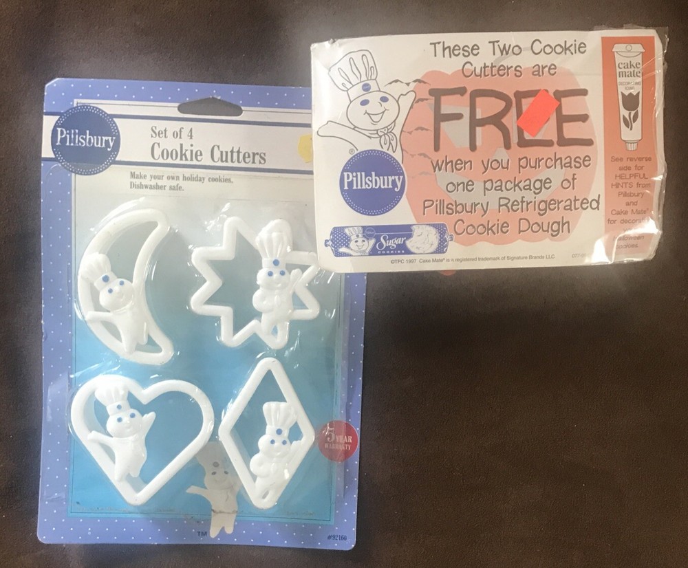 1992 Pillsbury Doughboy 4-Piece Cookie Cutter Set with 2 Halloween Cutters Sealed Vintage