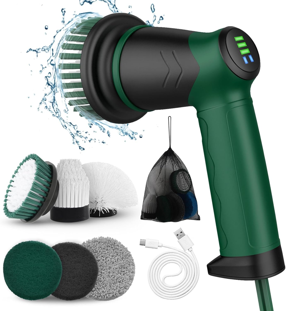 Electric Cleaning Brush Set,Portable Electric Spin Scrubber,Bathroom Scrubber Du
