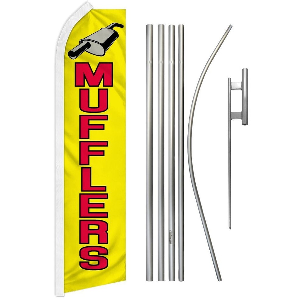 Mufflers (Letters) Swooper Advertising Flag & Pole Kit