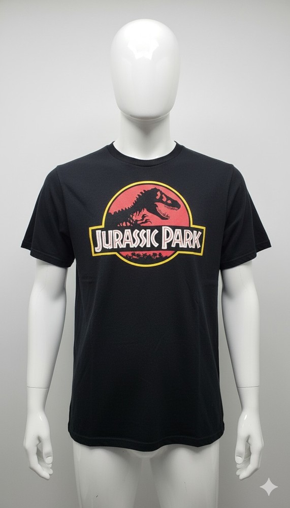 Jurassic Park T-Shirt Men's Black Classic Logo Movie Tee Size M