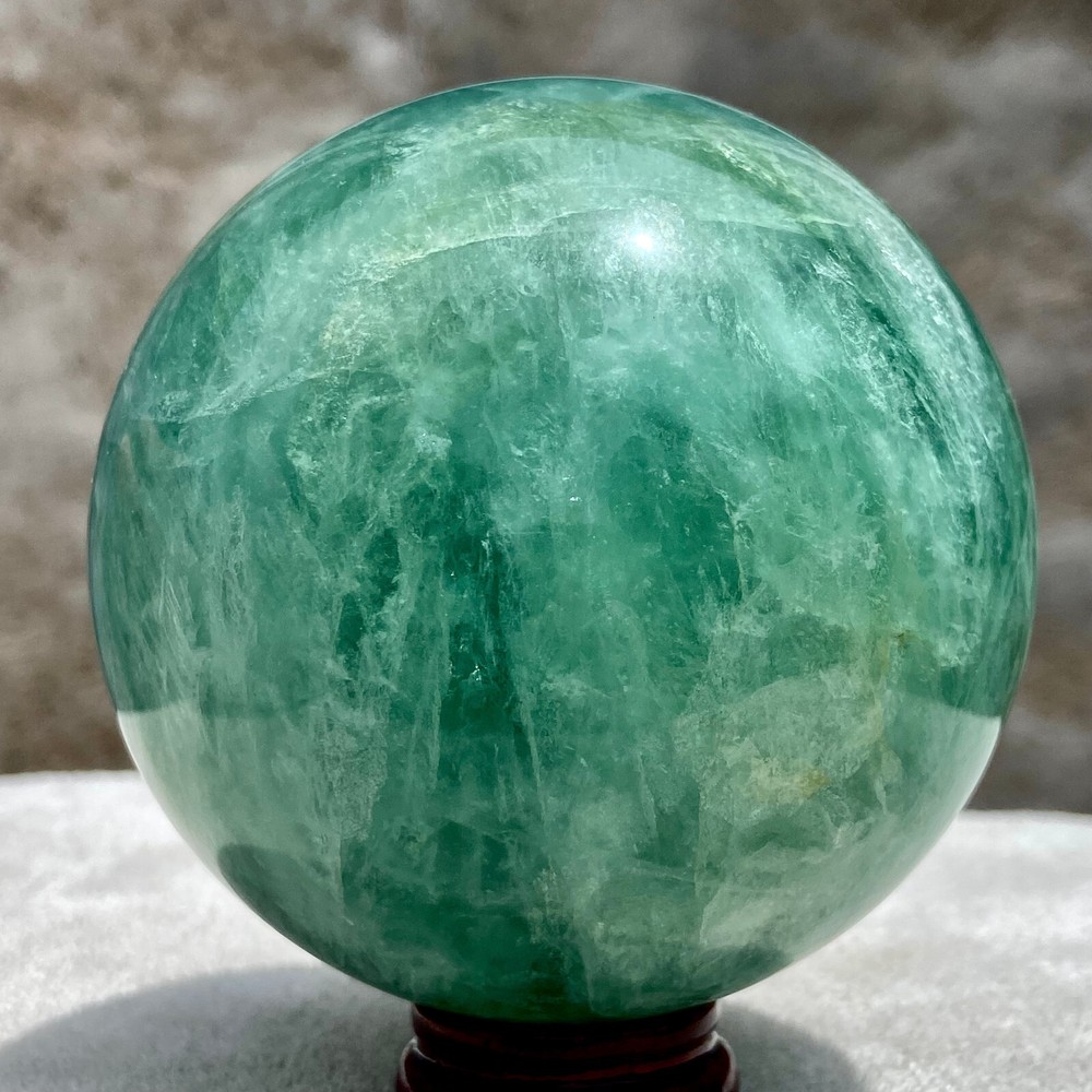 2.6LB Natural Green Fluorite Crystal Sphere for Reiki Healing