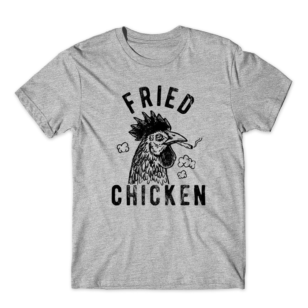 Fried Chicken Funny Mens T-shirt Adult Womens Graphic Novelty Tee Heather Grey