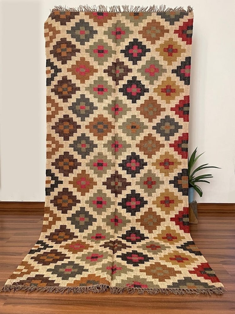 navajo rug Handmade Wool Jute Vintage moroccan Rug Kilim Rug Aztec rug