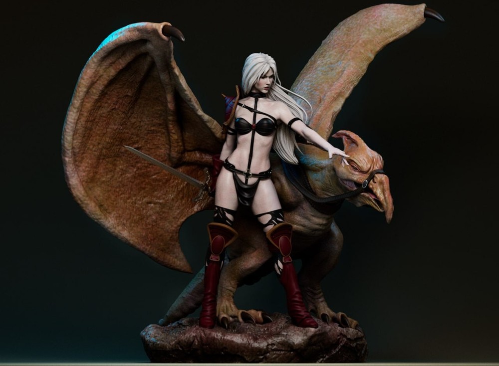 Sexy Taarna and Monster Bird Resin Figure - 1/12 Scale - 12K Detailed Unpainted
