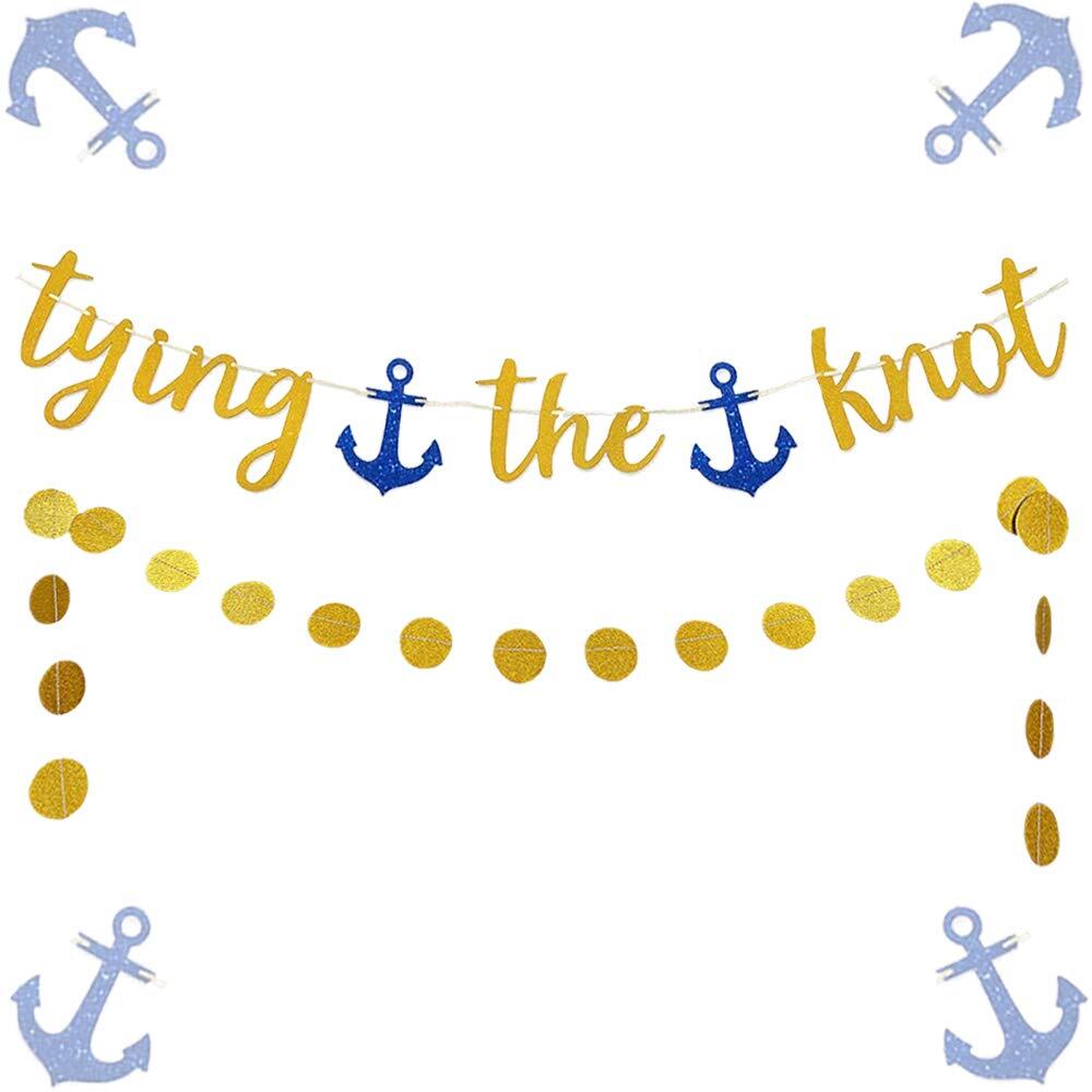 Laventy Set of 2 Tying the Knot Banner Nautical Bachelorette Banner Nautical ...